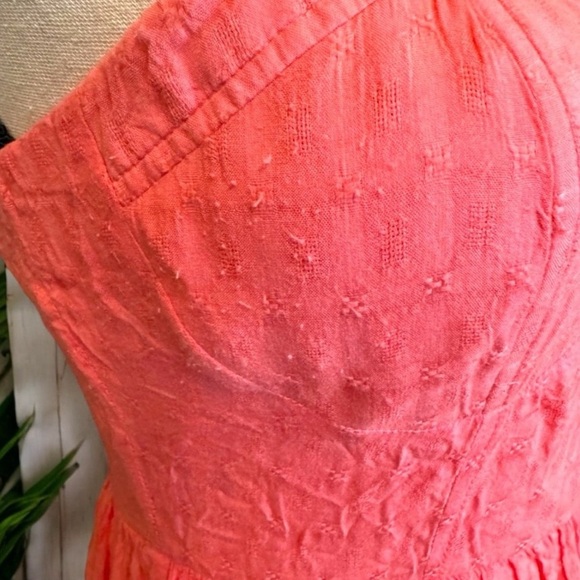 WET SEAL Mini Coral Pink Fit & Flare Dress, Eyelet Style Fabric - Medium - Picture 4 of 14
